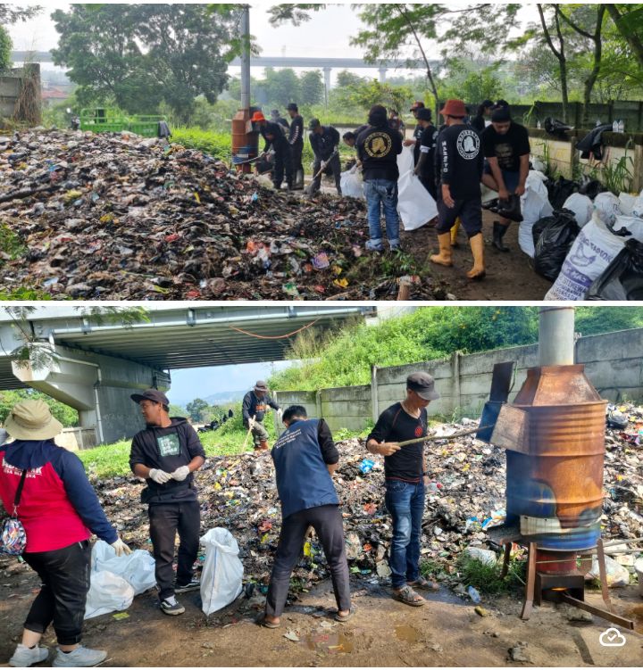 Kades Margajaya H Ahmad Saepudin Lc.,MA Turun Langsung ke Lokasi Tumpukan Sampah yang Dibuang Sembarangan oleh Warga Tak Beradab, Gercep ..!! Gotong- royong untuk Bersih-bersih .